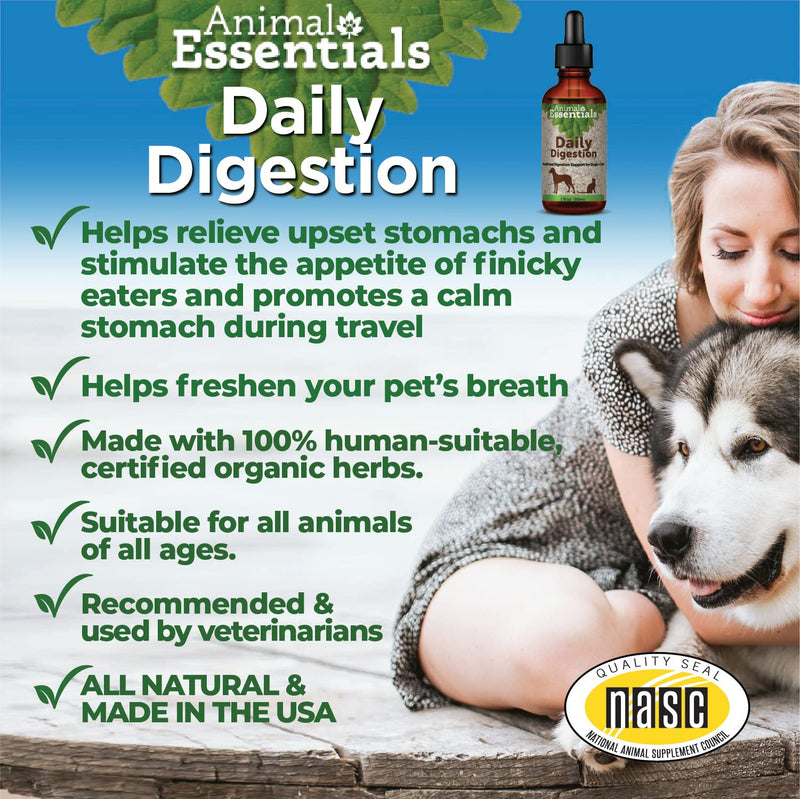 Animal Essentials Fresh Breath & Daily Digestion/Digestive Support for Dogs & Cats - Made in USA Organic Ginger & Mint, Alcohol Free 1 fl oz (30 ml) (Pack of 1) - BeesActive Australia