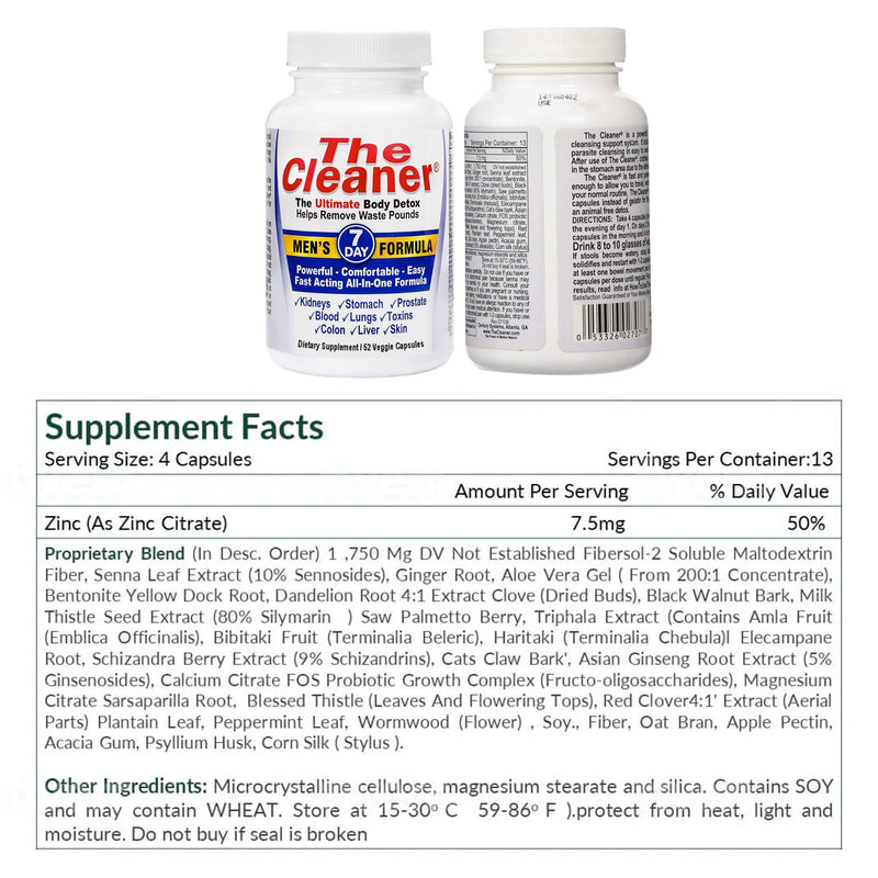 Century Systems The Cleaner Detox, Powerful 7-Day Complete Internal Cleansing Formula for Men, Support Digestive Health, 52 Vegetarian Capsules 52 Count (Pack of 1) - BeesActive Australia