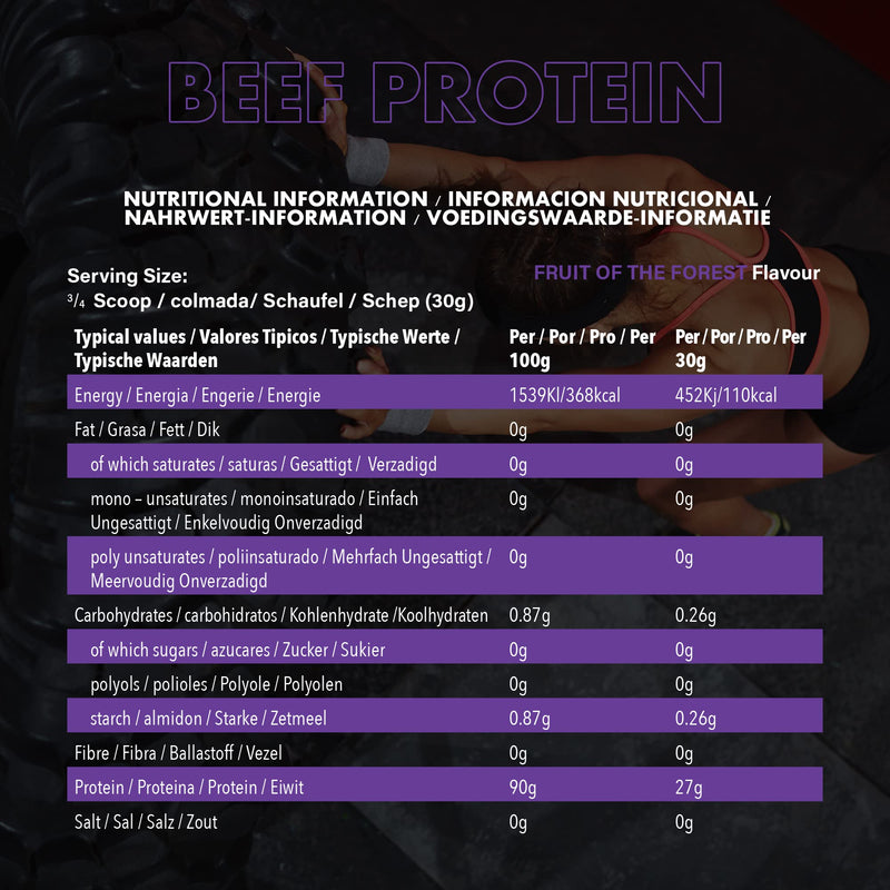 NXT Beef Protein Isolate 540g - High Protein Powder in Natural Amino Acids - Paleo, Keto Friendly - Dairy and Gluten Free | 540g (Fruits of The Forest) - BeesActive Australia