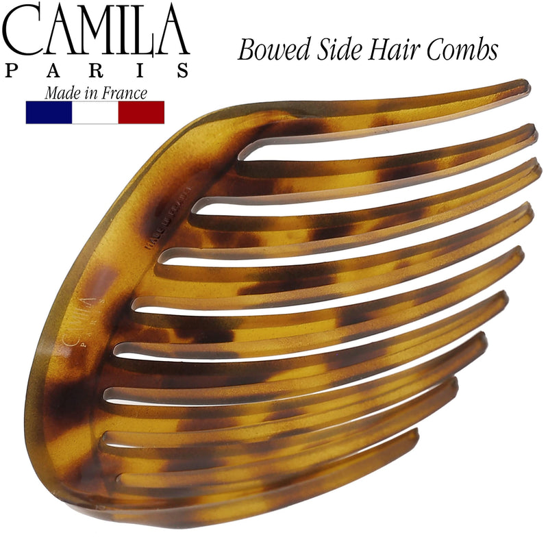 Camila Paris CP2878 French Hair Side Comb Small Rounded, Tokyo, French Twist Hair Combs, Strong Hold Hair Clips for Women Bun Chignon, No Slip Styling Girls Hair Accessories Made in France - BeesActive Australia