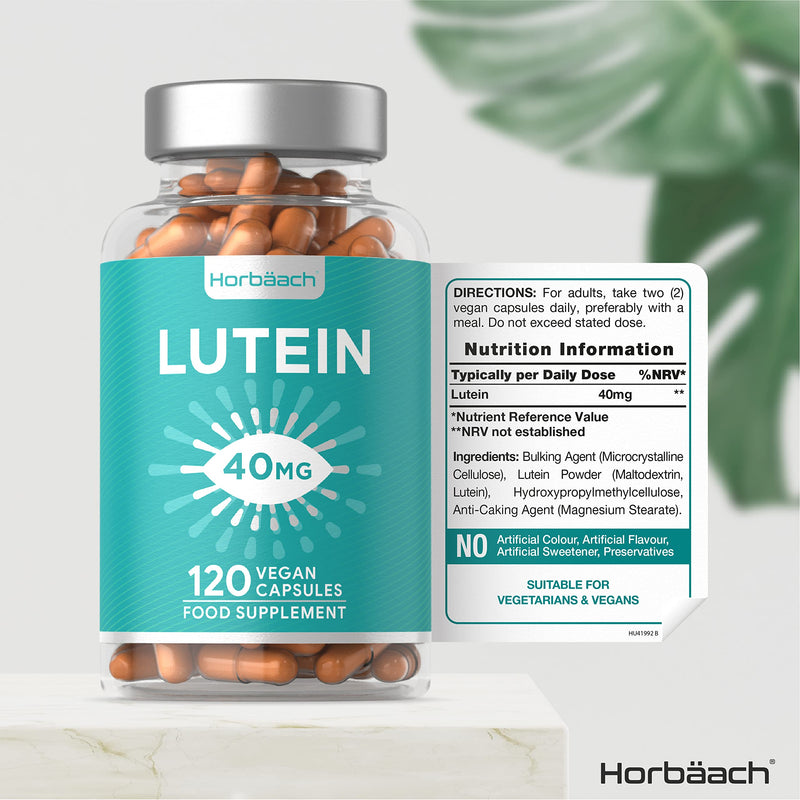 Lutein Supplement | 40mg Eye Complex | 120 Vegan Capsules | Wheat Free, Vegan, and Vegetarian | by Horbaach - BeesActive Australia