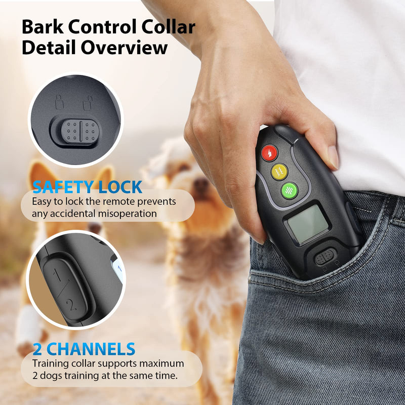 GHORA RS1 Dog Training Collar w/Remote 1200Ft Control Range, Dog Shock Collar 3 Modes, Beep, Vibration and Shock,Rechargeable Waterproof Trainer E-Collar ,for Small Medium Large Dogs( 8-150lbs) BLUE - BeesActive Australia