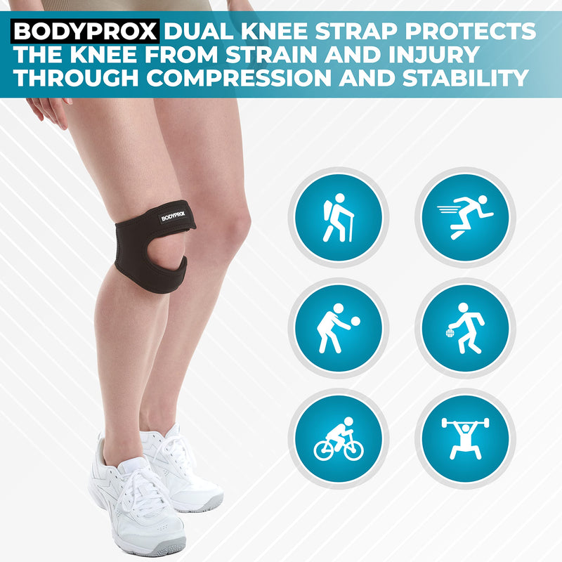 Bodyprox Patellar Tendon Support Strap (Large), Knee Pain Relief Adjustable Neoprene Knee Strap for Running, Arthritis, Jumper, Tennis Injury Recovery Large (Pack of 1) - BeesActive Australia