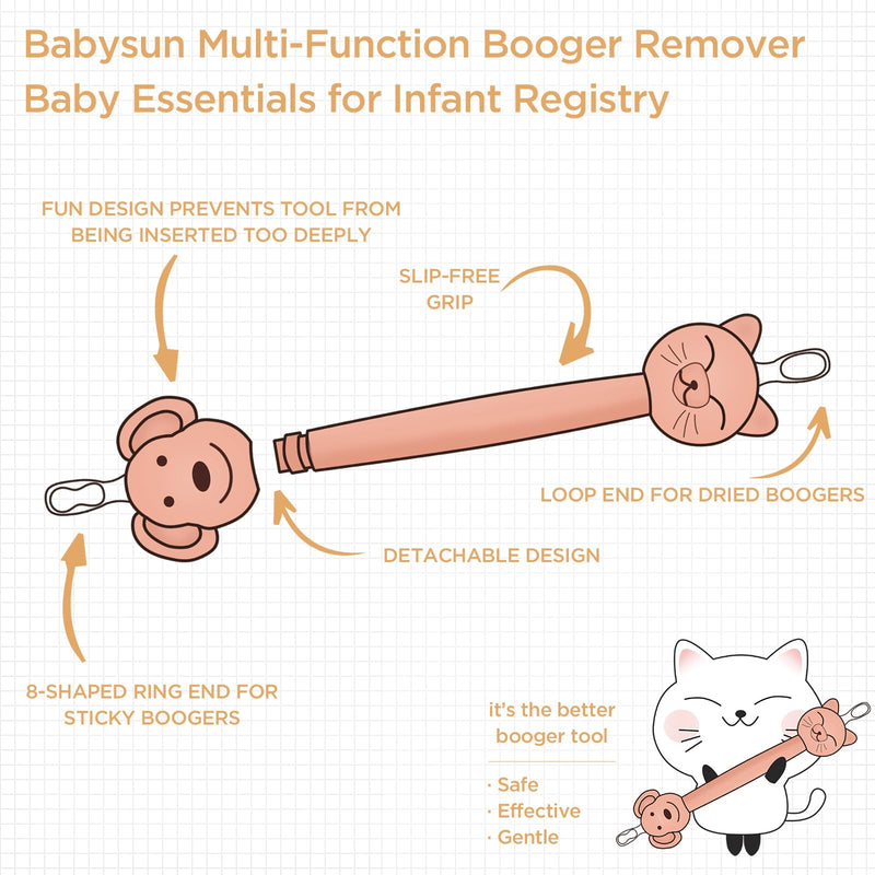 3 in 1 Baby Booger Remover and Baby Ear Cleaner Tool Baby Nose Cleaner with Soft Silicone End Dual Ear Wax and Snot Remover Safe Nasal Picker for Newborns Infants & Toddlers, BPA Free - BeesActive Australia
