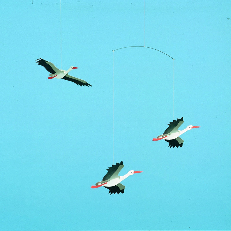 Danish Lucky Storks Hanging Mobile - 18 Inches - High Quality - Handmade in Denmark by Flensted - BeesActive Australia