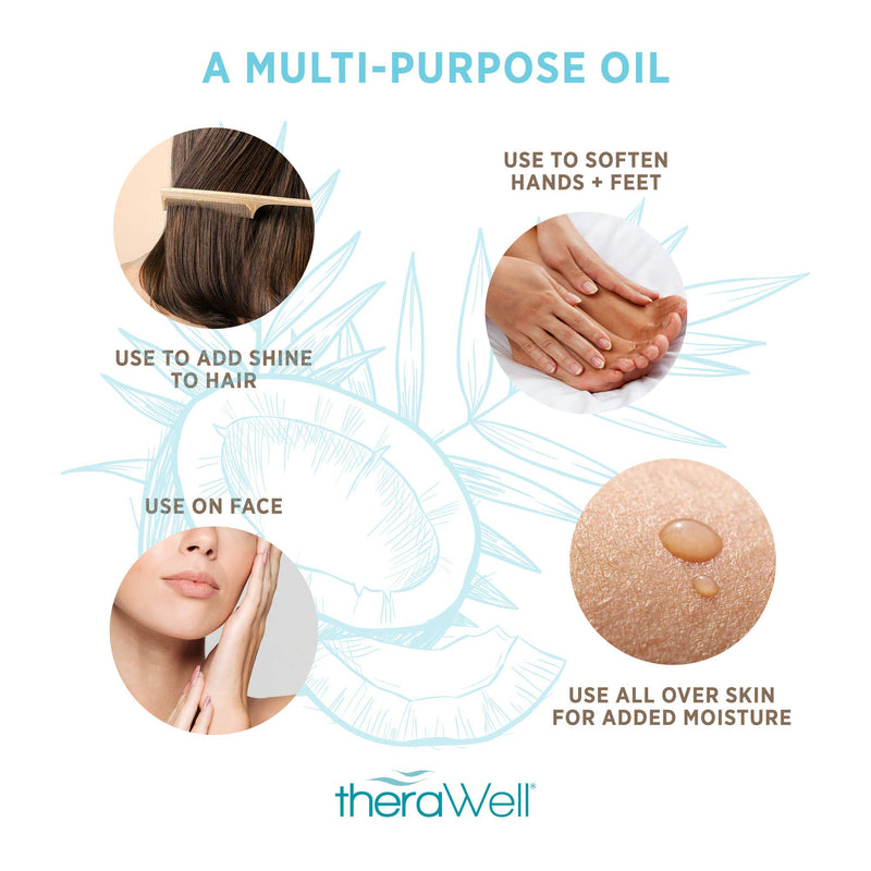 therawell Multi-Purpose Face & Body Oil, Coconut Oil, 4 oz (TW502) - BeesActive Australia