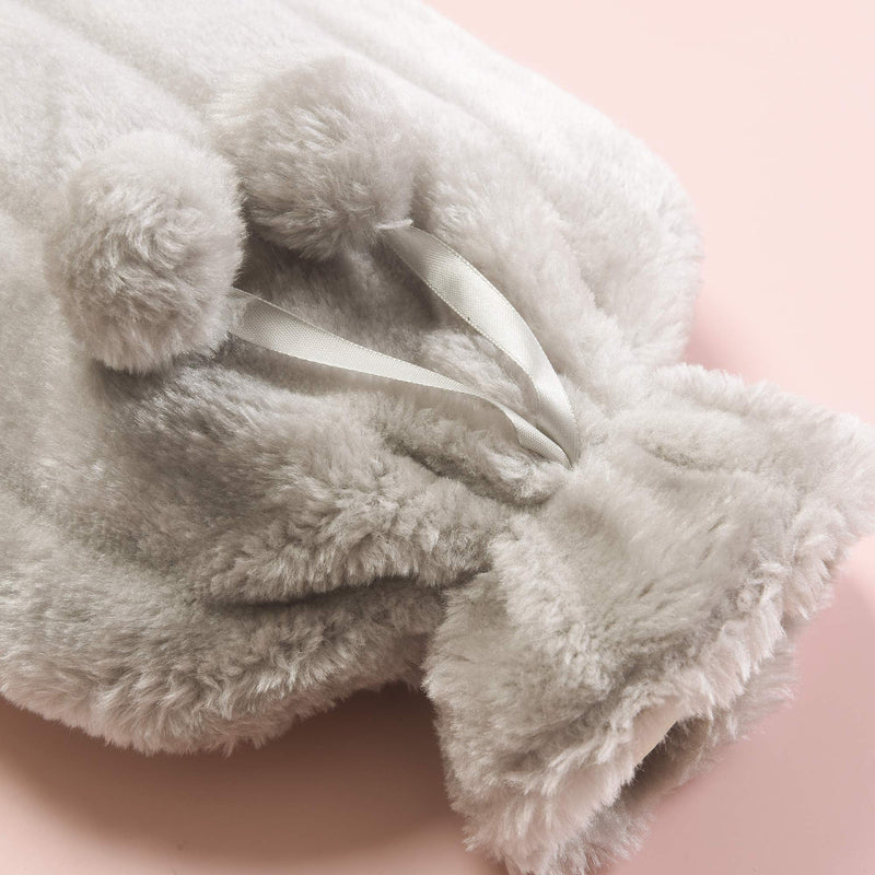 Zimel Homes- Premium Soft Fleece Faux Cover with Hot Water Bottle-2litre -Easily Removable Cover- Hot Water Bag for Pain Relief, Neck and Shoulders, Feet Warmer (Faux Fur Light Silver) Faux Fur Light Silver - BeesActive Australia