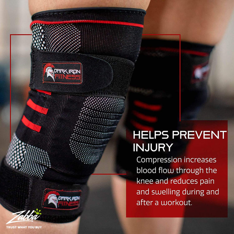 Dark Iron Fitness Knee Brace for Weightlifting  Extra Large, Padded, Stabilizing Compression Sleeves for Powerlifting and Weight Training  Black X-Large - BeesActive Australia