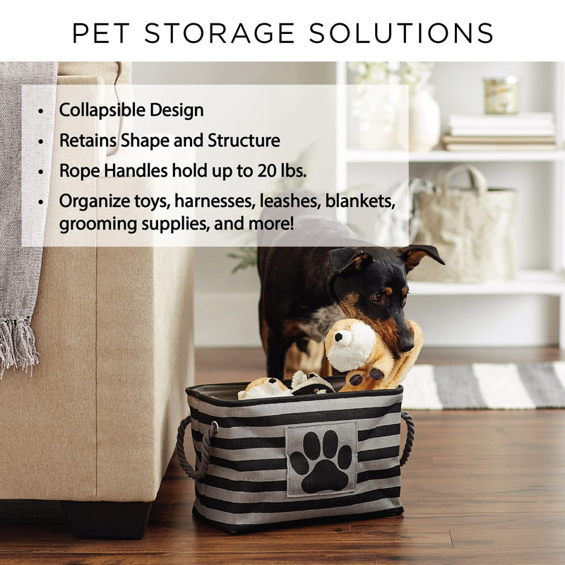 Bone Dry Pet Storage Collection Collapsible Bin with Soft Rope Handless, Small Rectangle, 14x8x9, Cats Meow Print Small Rectangle, 14x8x9" - BeesActive Australia