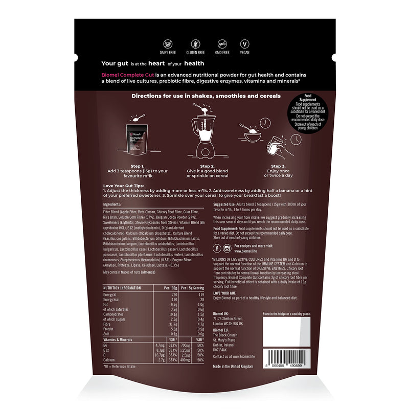 Biomel Complete Gut | Probiotic + Prebiotic | 30 Servings (Belgian Chocolate) Belgian Chocolate - BeesActive Australia