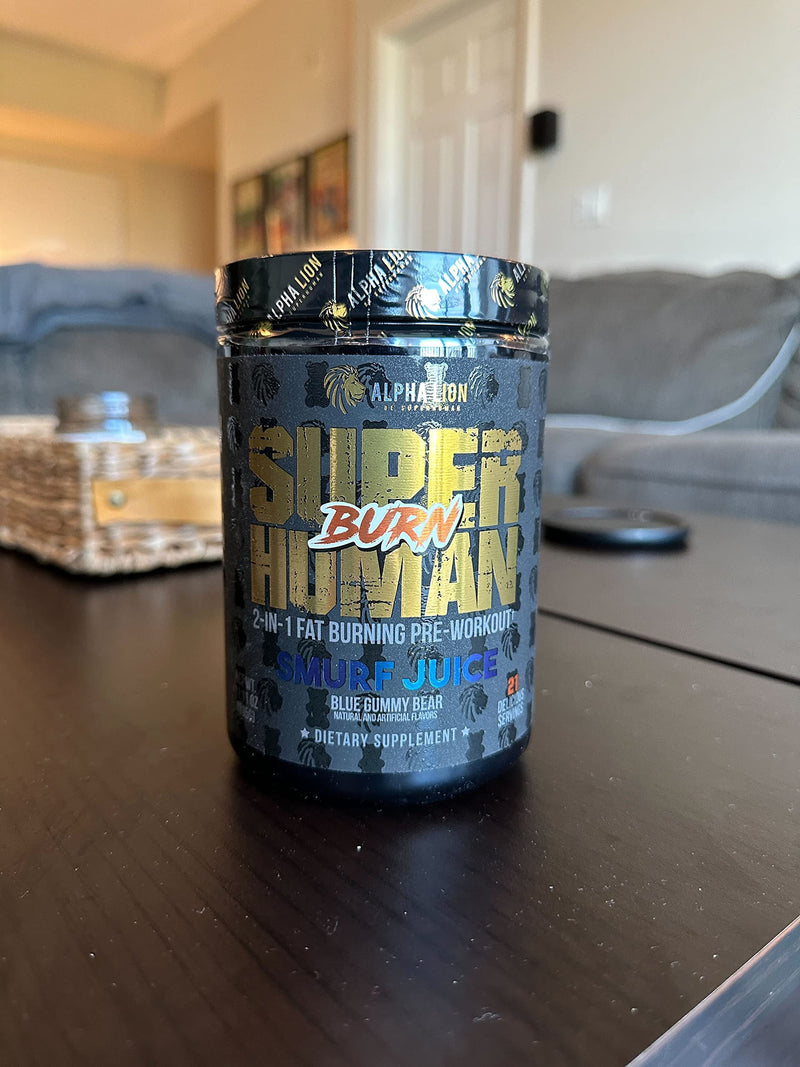 ALPHA LION Superhuman Burn 2-in-1 Metabolism Booster Pre Workout, Weight Loss Supplement, Appetite Suppressant, Fat Loss Support, Energy & Focus Powder (21 Servings, Blue Gummy Bear Flavor) Smurf Juice - BeesActive Australia