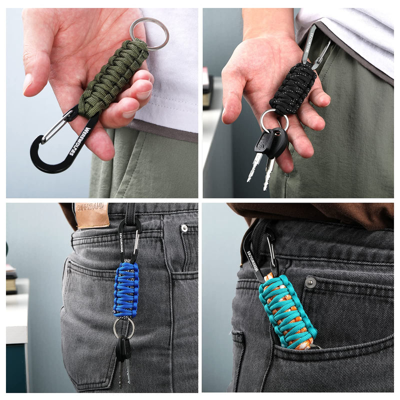 WEREWOLVES Paracord Keychain with Carabiner, Paracord Lanyard Clip for Keys, Paracord Carabiner Keychain Clip for Men Women 5 Pack Balmy - BeesActive Australia