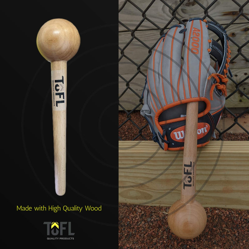 TOFL Baseball Glove Mallet - Sports Mitt Shaping Tool - Smooth Wood Stick Stretcher with Round Head for Breaking In, Tenderizing Stiff & New Gear - Non-Slip Strong, Ergonomic Grip - Long Wooden Handle - BeesActive Australia