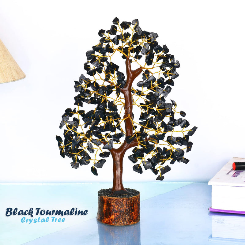 YATHABI Black Tourmaline Golden Wire Handmade Gemstone Tree Feng Shui Bonsai for Attracting Positive Energies Chakra Balancing Aura Cleansing Crystal Healing Home D�cor Size Approx. 10-12 Inch� - BeesActive Australia