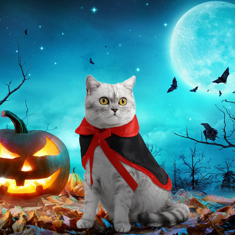 Frienda 4 Pieces Halloween Pet Costume Sets Cat Bat Costume with Bell Halloween Pet Cat Witch Cape Pet Vampire Costume Cloak Cat Witch Hat for Cats Kitten Puppy Cosplay Party Decoration - BeesActive Australia