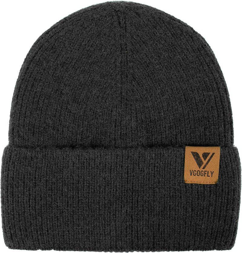 Vgogfly Beanie Men Slouchy Knit Skull Cap Warm Stocking Hats Guys Women Striped Winter Beanie Hat Cuffed Plain Hat Black 3 - BeesActive Australia