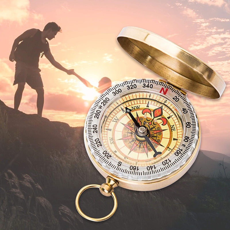 Bahfir Camping Survival Compass Metal Pocket Compass Kids Compass for Hiking Camping Hunting Outdoor Military Navigation Tool 1 Pack - BeesActive Australia