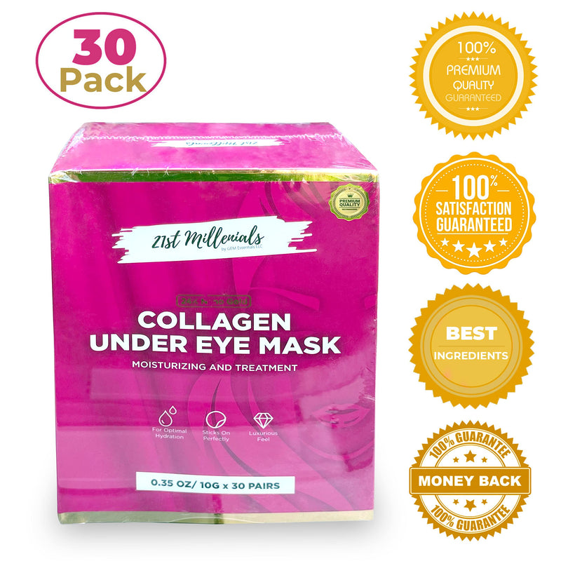 30 Pairs, Collagen Moisturizing And Treatment, Under Eye 24K Gold Patches, Undereye for Puffy Eyes, Wrinkles, Eye Bags, Dark Circles, And Anti-Aging. Will Brighten And Tighten Up Under Eyes. - BeesActive Australia