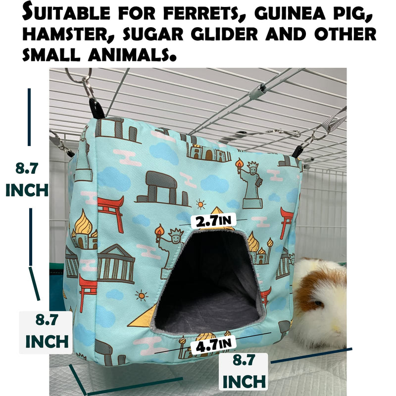 Guinea Pig Hideout Starter kit,Ferret Hammock Cage Accessories 3 Style,Double Hammock or Square House and Tunnel Bed… Teal - BeesActive Australia