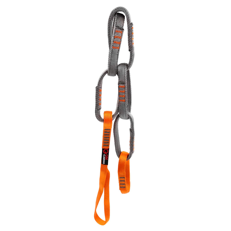 GM CLIMBING 23kN Nylon Safe Chain CE UIAA Certified 16mm Double Wrapped Sling for Personal Anchor Tether System Aid Climbing Hammock Suspension 97cm / 38in Safe chain (GrayOrange) - BeesActive Australia