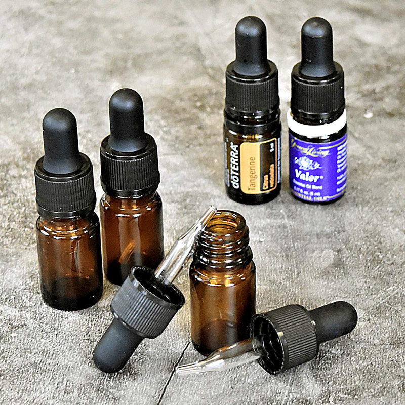 Dropper Top Inserts For 5 mL Small Essential Oil Bottles - Bent Tip, Glass, Leakproof - Fits Doterra, Young Living - 12 Pack Eye Pipette Droppers - BeesActive Australia