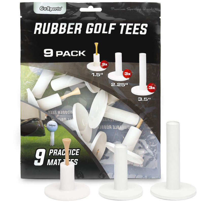 GoSports Rubber Golf Tees 9 Pack - 3X of 1.5”, 2.25” and 3.5” Tees - Universal with Artificial Turf Golf Mats, Multi - BeesActive Australia