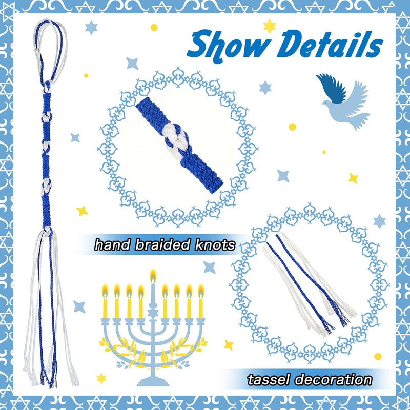 Tzitzits White with Blue Thread Royal Blue Small Tassels Prayer Shawl Accessories Fringes Home Decor Tassels (8 Pieces) Blue, White 8 - BeesActive Australia