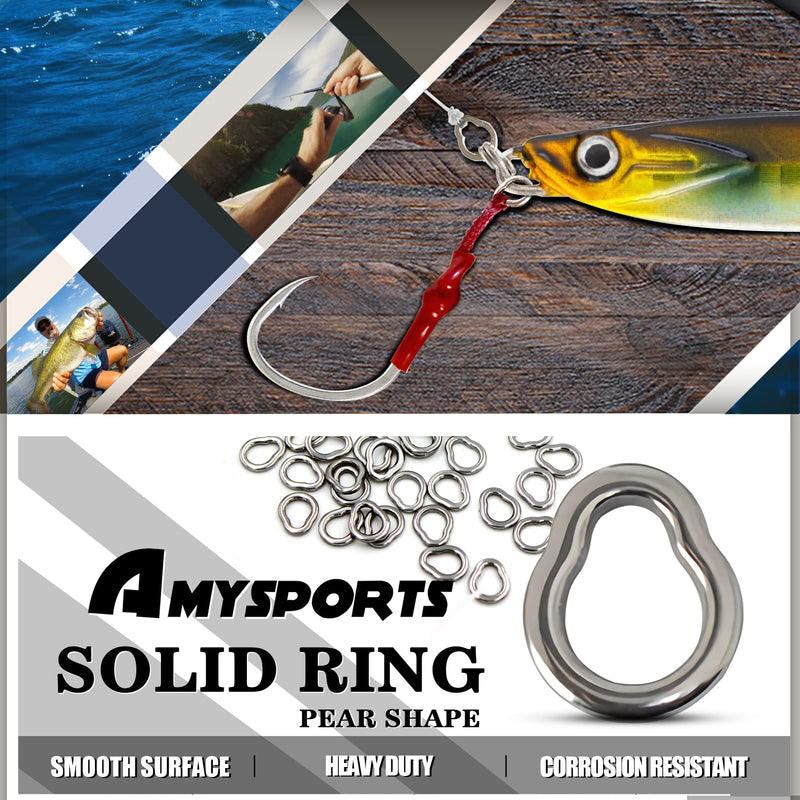 AMYSPORTS Stainless Swivel Solid Ring Fishing High Strength Fishing Rings Swivel Freshwater Connector Solid Ring Saltwater 25pcs - BeesActive Australia
