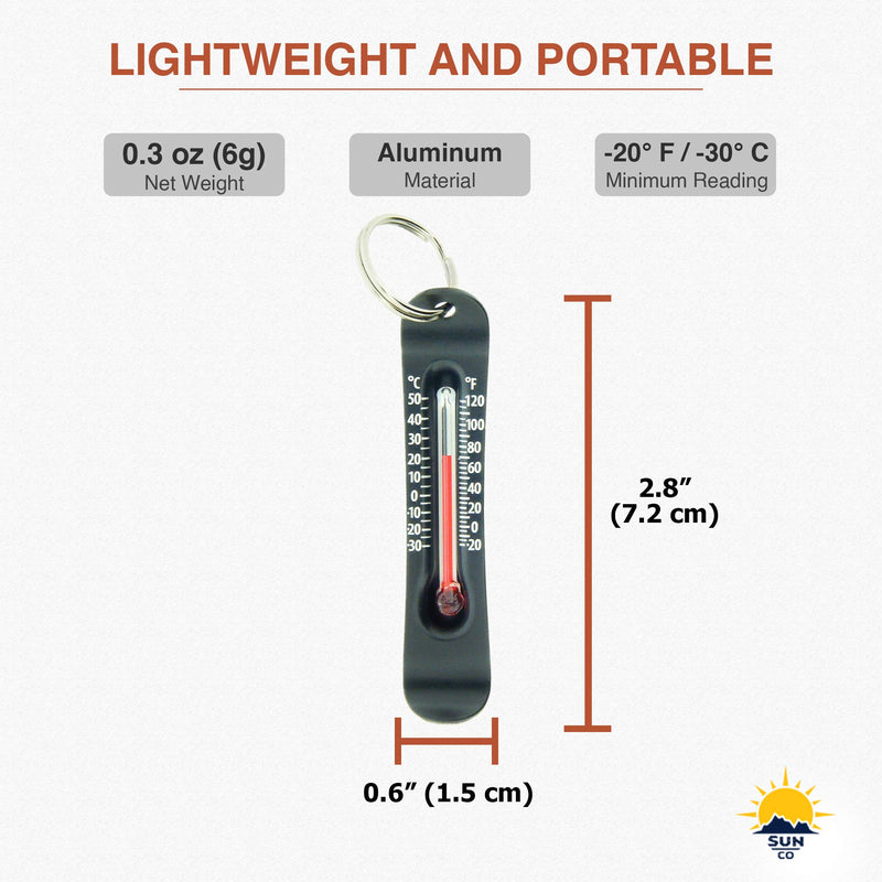 Sun Company Brrr-ometer - Snowsport Zipperpull Thermometer | Skiing & Snowboarding Thermometer for Jacket, Parka, or Pack Black - BeesActive Australia