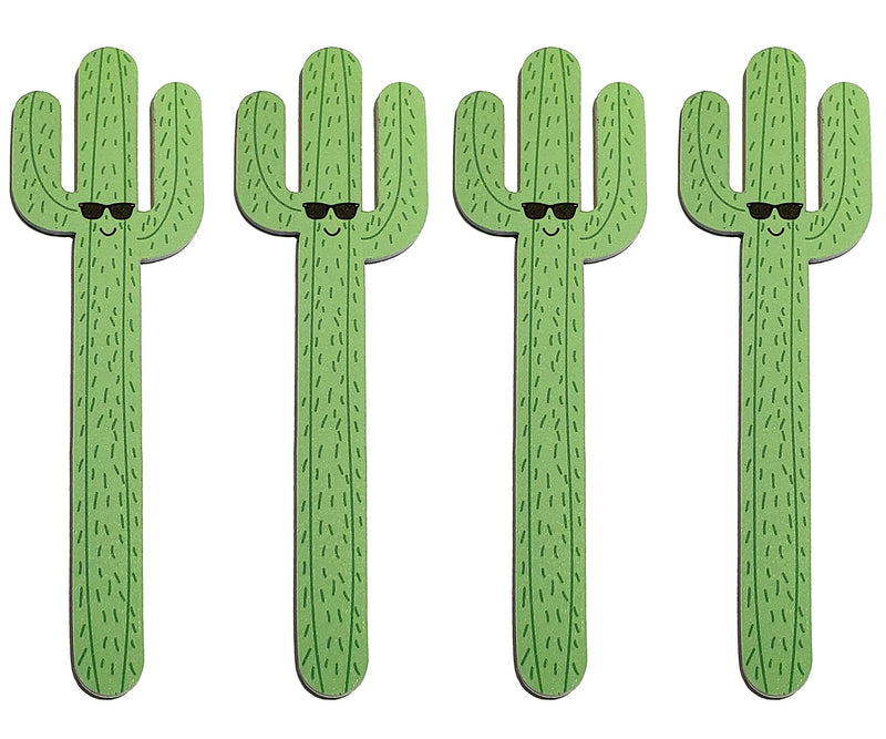 Cute Guy Cactus Nail Files with Sunglasses Cute Decorative Nail Files 4pcs/lot Double-Sided Nail File Emery Board Set 4 Pack Perfect Gift Southwestern Cowgirl Arizona Souvenir - BeesActive Australia