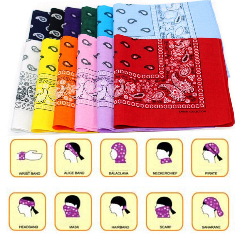 BSLINO Bandanas 24pcs 22 X 22 Inch 100% Cotton Bandana Novelty Double Sided Print Paisley Cowboy Bandana Party Favor Scarf Headband Handkerchiefs Two Dozen - BeesActive Australia