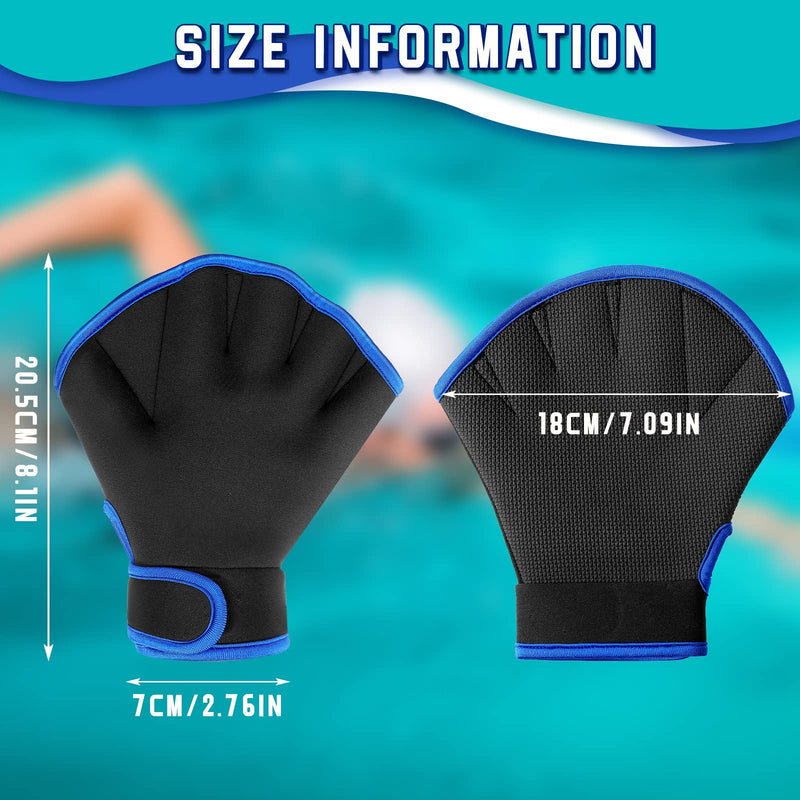 2 Pairs Swimming Aquatic Gloves Hand Swim Training Gloves Pool Swimming Gloves for Men Women Aquatic Fitness Water Resistance Webbed Gloves Water Aerobic Equipment for Adult Exercise, Blue, Black - BeesActive Australia