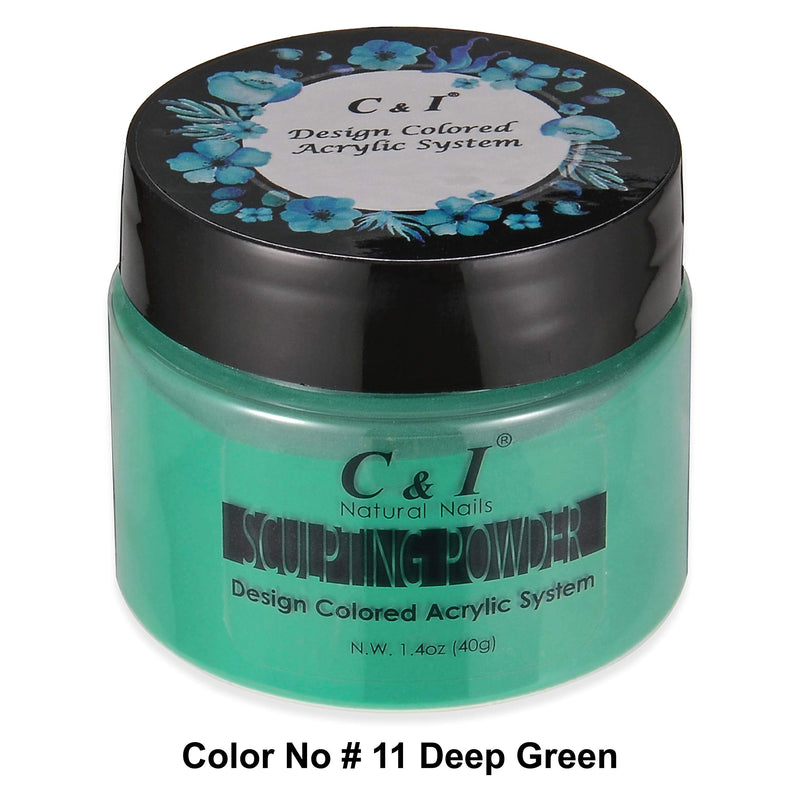 C&I Acrylic Powder, 11 Deep Green, 3 D Nail Flower, Sculpting Nail Powder, 1.4 oz, 40 g - BeesActive Australia