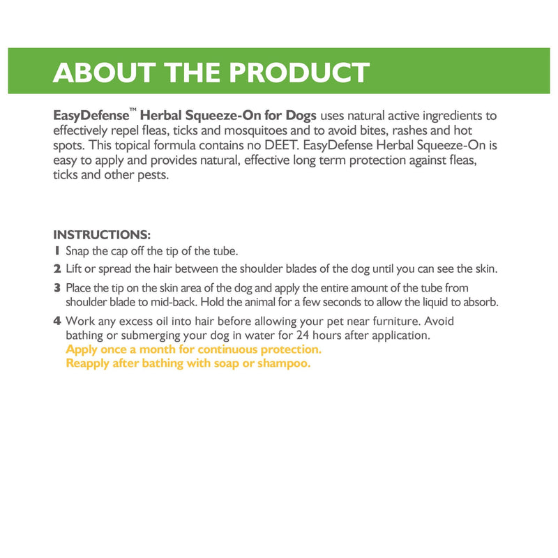 Only Natural Pet Herbal Defense SqueezeOn Dog Flea Control - BeesActive Australia