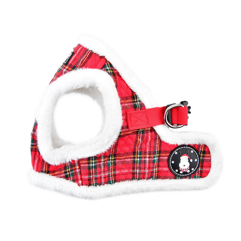 Puppia Christmas Winter Dog Harness Vest Step-in No Pull Cold Weather No Choke Warm Fleece Walking Training for Small & Medium Dog Puppia Blitzen Harness B Checkered Red - BeesActive Australia