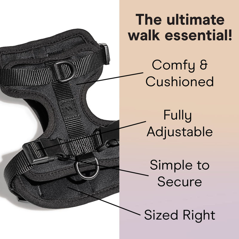 Wild One Dog Harness, No-Pull Pet Harness with 3 Leash Clips, Adjustable Soft Padded Dog Vest, Comfortable, Stretchy Black S - BeesActive Australia