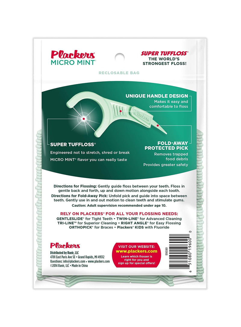 Plackers Micro Mint Dental Flossers, 90 Count (Pack of 3) - BeesActive Australia