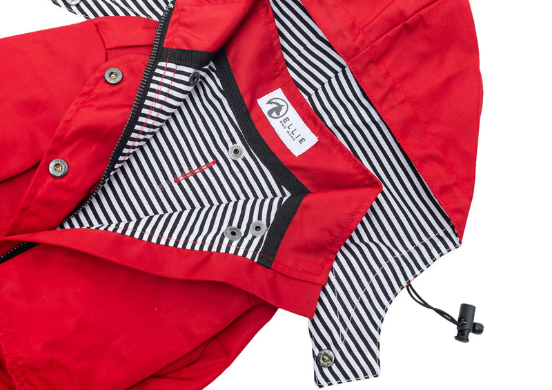 Ellie Dog Wear Red Zip Up Dog Raincoat with Reflective Buttons, Pockets, Water Resistant, Adjustable Drawstring, Removable Hoodie - Size XS to XXL Available - Stylish Premium Dog Raincoats Medium - BeesActive Australia
