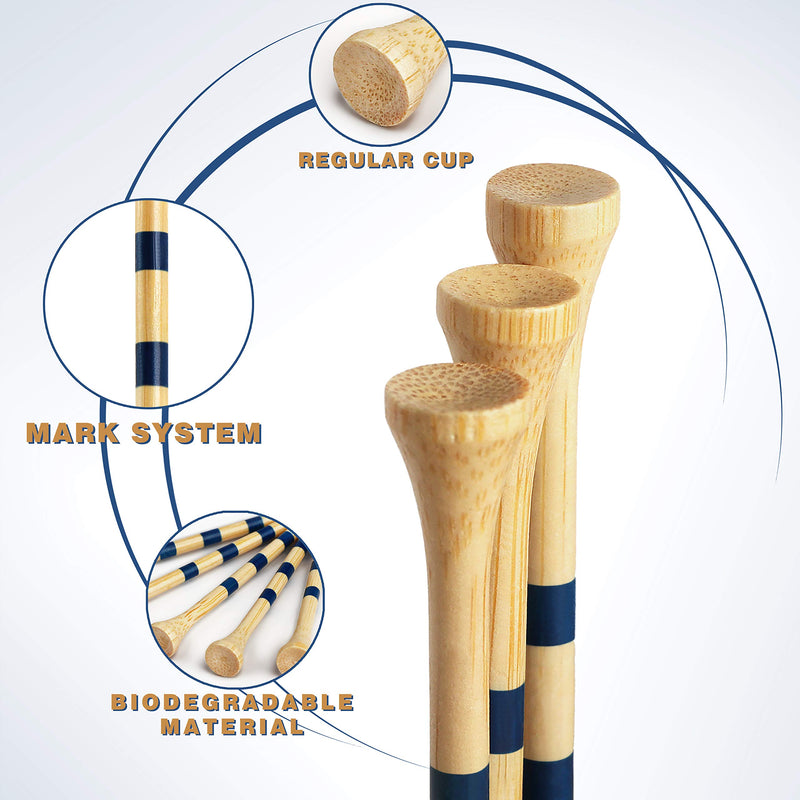 Champkey SDB Bamboo Golf Tees Pack of 120 (2-3/4" & 3-1/4" Available) - Friendly Biodegradable Material, More Durable and Stable Natural 2-3/4 Inch - BeesActive Australia