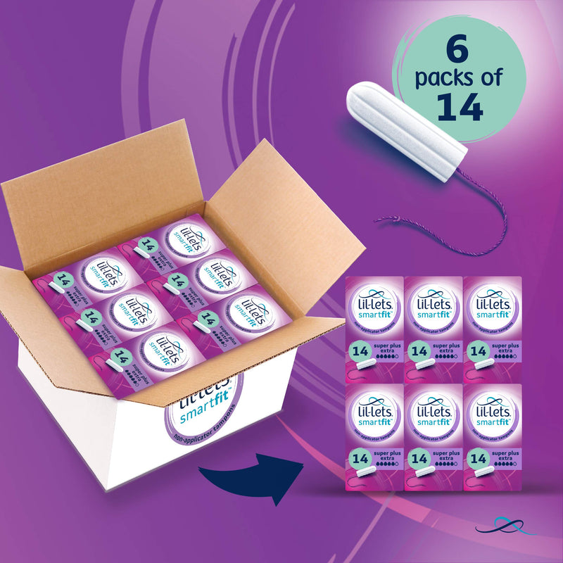 Lil-Lets Non-Applicator Super Plus Extra Tampons X 84 | 6 Packs of 14 | Very Heavy Flow Single - BeesActive Australia