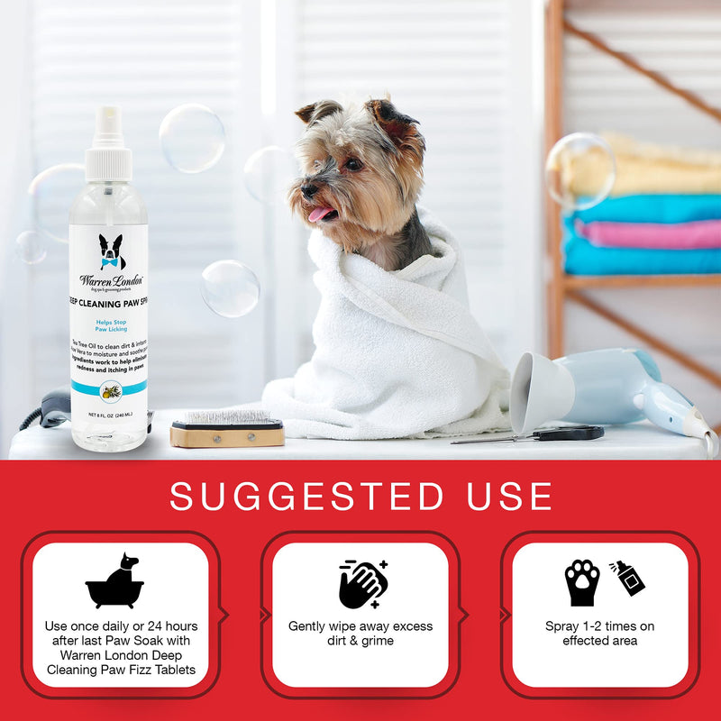 Warren London Deep Cleaning Paw Spray for Dogs | Soothing & Moisturizing Spray with Tea Tree Oil & Aloe Vera | Prevent Paw Licking While On The Go and in Between Paw Soaks | Made in USA - BeesActive Australia