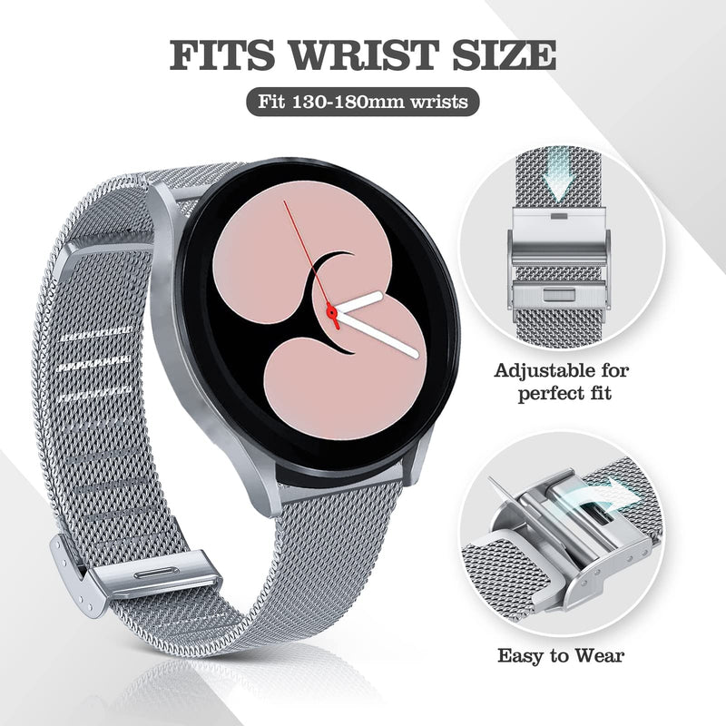 ORIbox 20mm Watch Bands Compatible for Watch Bands,Samsung Galaxy Watch 4 Band,Galaxy Watch Active 2 Bands, Galaxy Watch 4, Galaxy Watch 3 41mm,Galaxy Watch 42mm,Business Thin Wristband for Men Women Milan silver For Other 20MM - BeesActive Australia