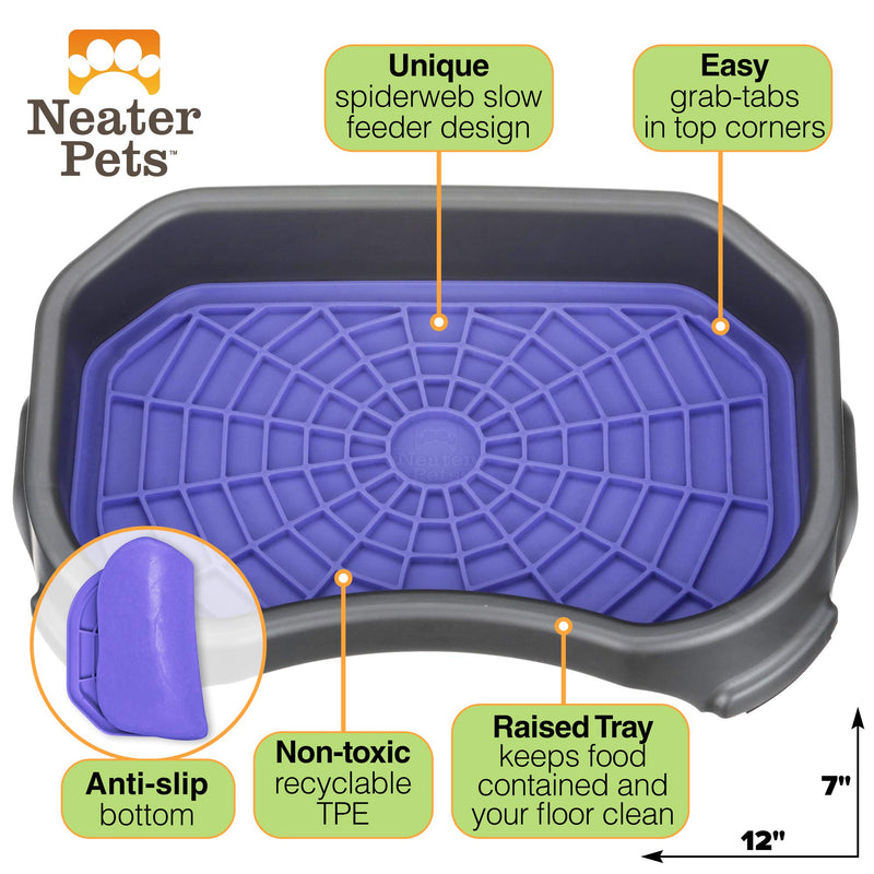 Neater Pets - Neat-LIK - Slow Feeding Licking Pad for Dogs & Cats Mat 1 Pack w/ Tray Purple - BeesActive Australia