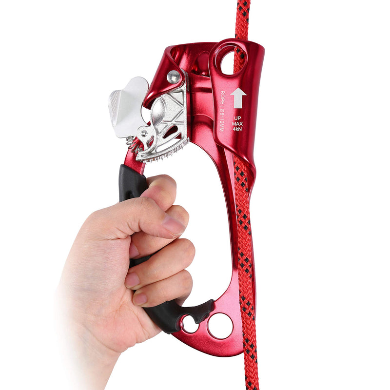 WILDKEN Climbing Hand Ascender Outdoor Mountaineering Tree Arborist Climbing Rappelling Equip Hand Ascender for 8-12MM Rope Left Right Hand Ascender Red 2 - Left - BeesActive Australia