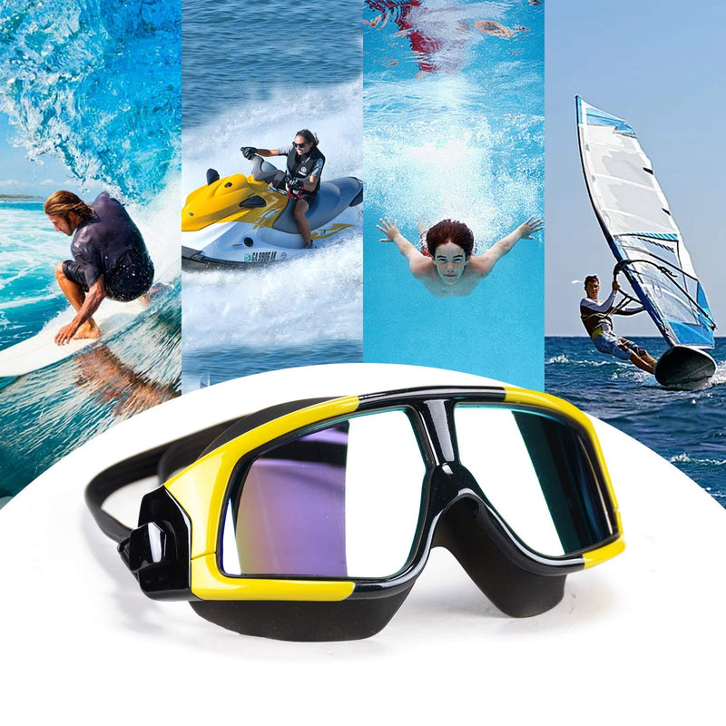 [AUSTRALIA] - Premium Polarized Big Large Frame Swim Goggles, Swimming Goggles Anti Fog No Leaking with UV Protection and Clear Lens Wide-Vision for Men Women Adult Youth with Free Case,Nose Clip and Ear Plugs Purple 