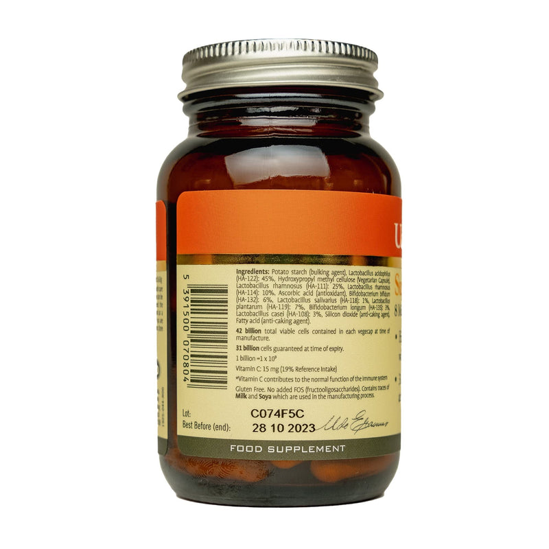 Udo's Choice Super 8 Immune - Hi Count Microbiotics with Vitamin C - Supports Bowels and Digestive Health, One a Day Probiotics, 42 Billion Cell Count -8 Microbiotic Strains - 30 Capsules 30 Count (Pack of 1) - BeesActive Australia