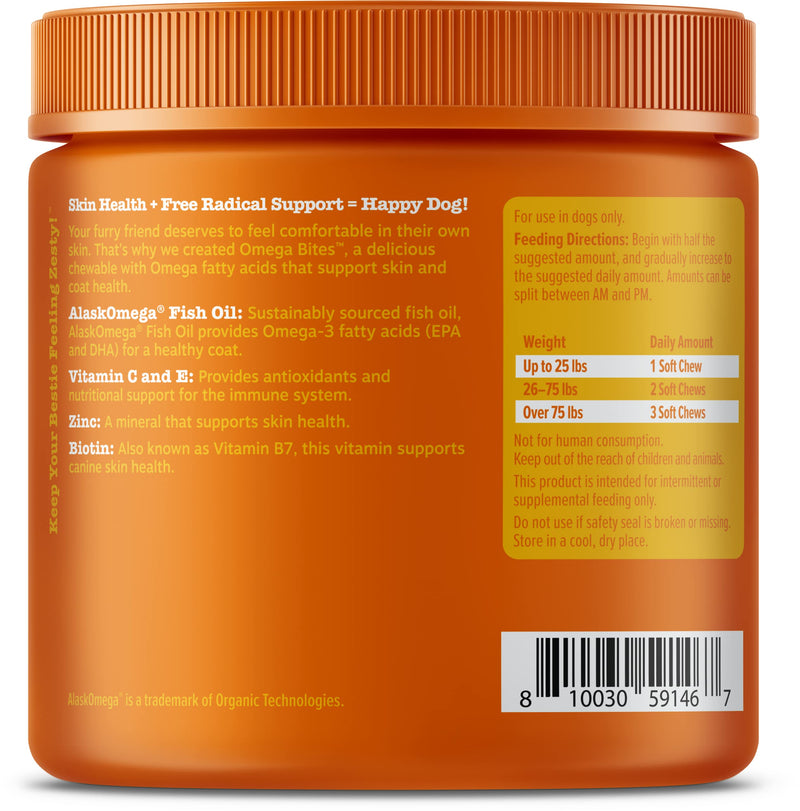 Zesty Paws Omega 3 Alaskan Fish Oil Chew Treats for Dogs - with AlaskOmega for EPA & DHA Fatty Acids - Itch Free Skin - Hip & Joint Support + Skin & Coat Chicken 90 Count (Pack of 1) - BeesActive Australia