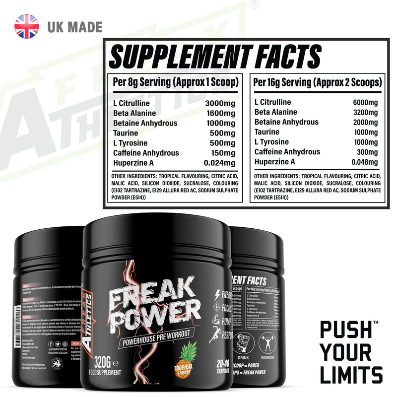 Freak Power Pre Workout 320g Pre Workout Powder (Tropical) Tropical - BeesActive Australia