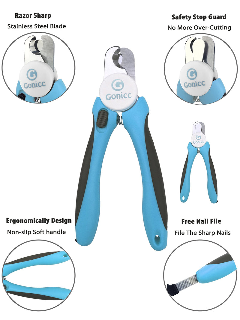 Gonicc Dog & Cat Pets Nail Clippers and Dematting Comb. Nail Clippers with Safety Guard to Avoid Over Cutting, Free Nail File. Dematting Comb with 2 Sided, 17+9 Precision Teeth, Ergonomically Designed - BeesActive Australia