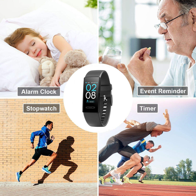 2021 Version Fitness Tracker with Body Temperature Heart Rate Blood Pressure Sleep Health Monitor, IP68 Waterproof Activity Tracker, Step Calorie Counter Pedometer Watch for Men Women Teens Black - BeesActive Australia